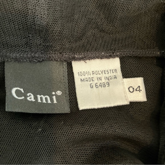 Embroidered Tulle Black Blouse By Cami Long Sleeve Buttons Front Fitted See thru - Picture 6 of 7